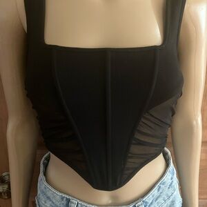 I.AM.GIA Black Sleeveless Bustier Corset Style Top